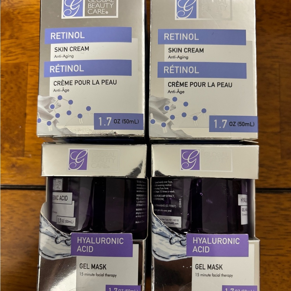 Global Beauty Care - 2 Retinol Skin Cream & 2 Hyaluronic Acid Gel Mask. 4 pcs.